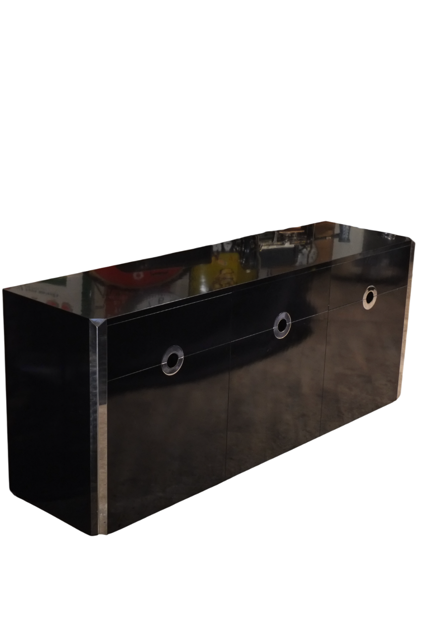 enfilade design 1979 Willy Rizzo alveo a 3 portes noire laque